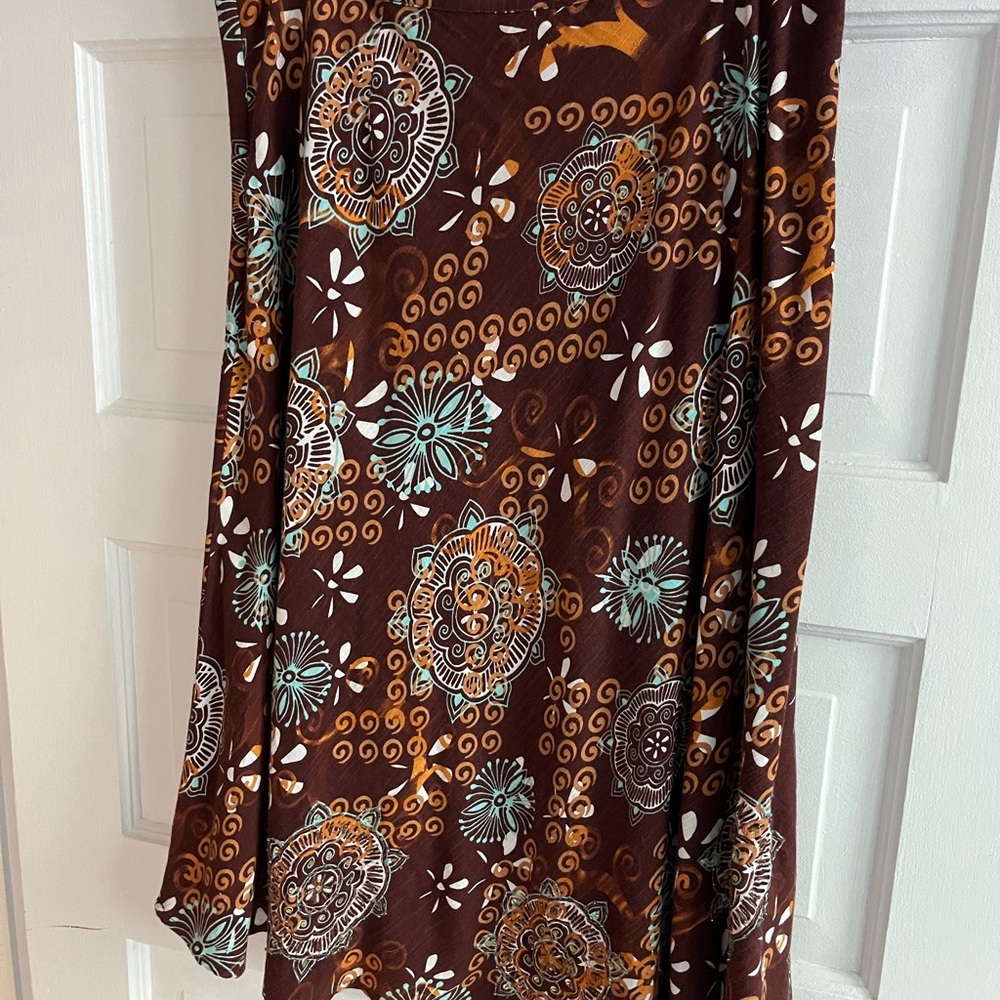 J. Jill Brown and Orange A-Line Skirt with Floral Pattern